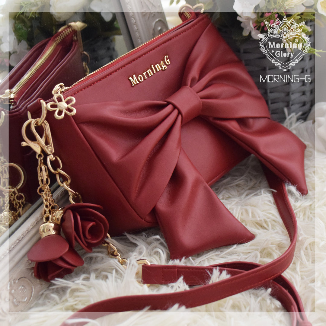 Sweet Pink Blue Black Red Brown Crossbody Bag With Bow Tie 21912:331220