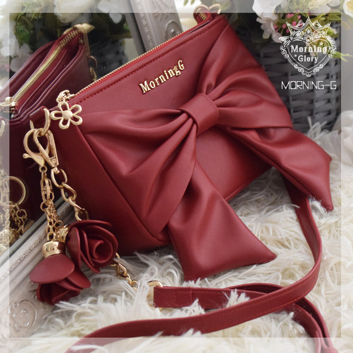 Sweet Pink Blue Black Red Brown Crossbody Bag With Bow Tie 21912:331220