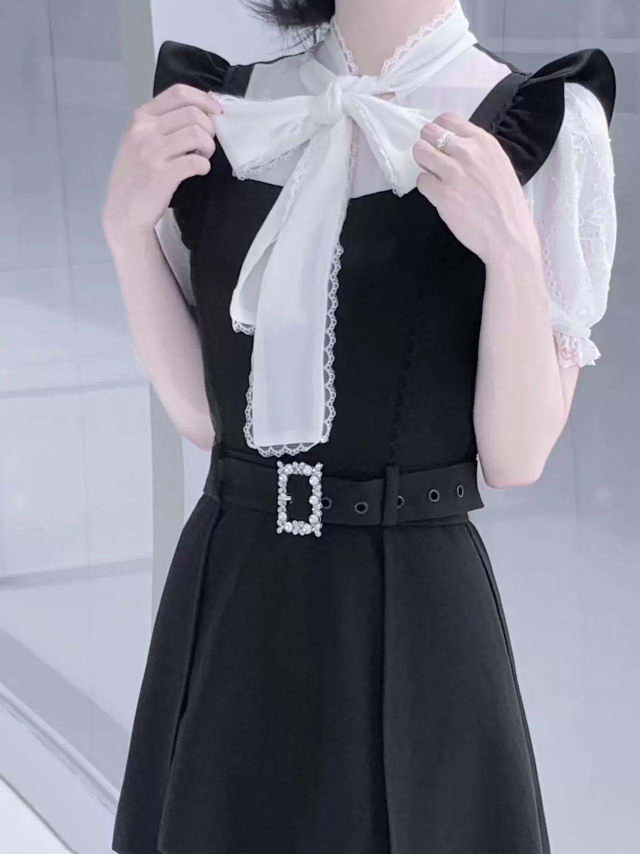 Jirai Kei Dress Faux Two-piece Dress Ruffle Irregular Dress 37844:574040