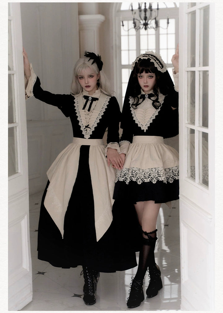 Gothic Dress Set Nun Black Short And Long OP Dress 39468:637616