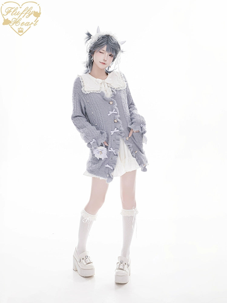 Jirai Kei Cardigan Faux Fur Sweater Long Version Top 40662:671994