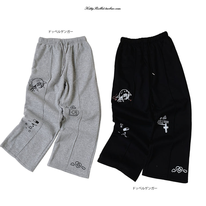 Subculture Sports Pants Yami Kawaii Wid-leg Trousers (2XL L M S XL XS) 42074:725060