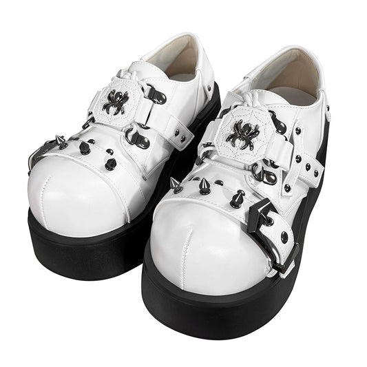 Y2K Shoes Black White Platform Shoes 29712:368742