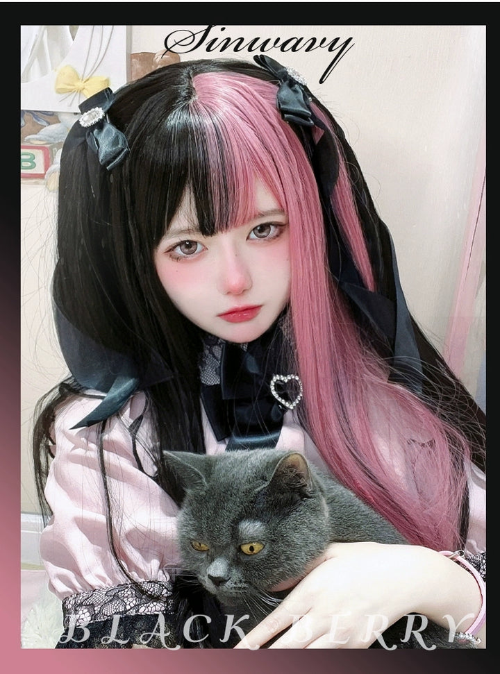 Y2K Long Straight Black Pink Wig For Sweet Spicy Girl 21882:315406 21882:315406