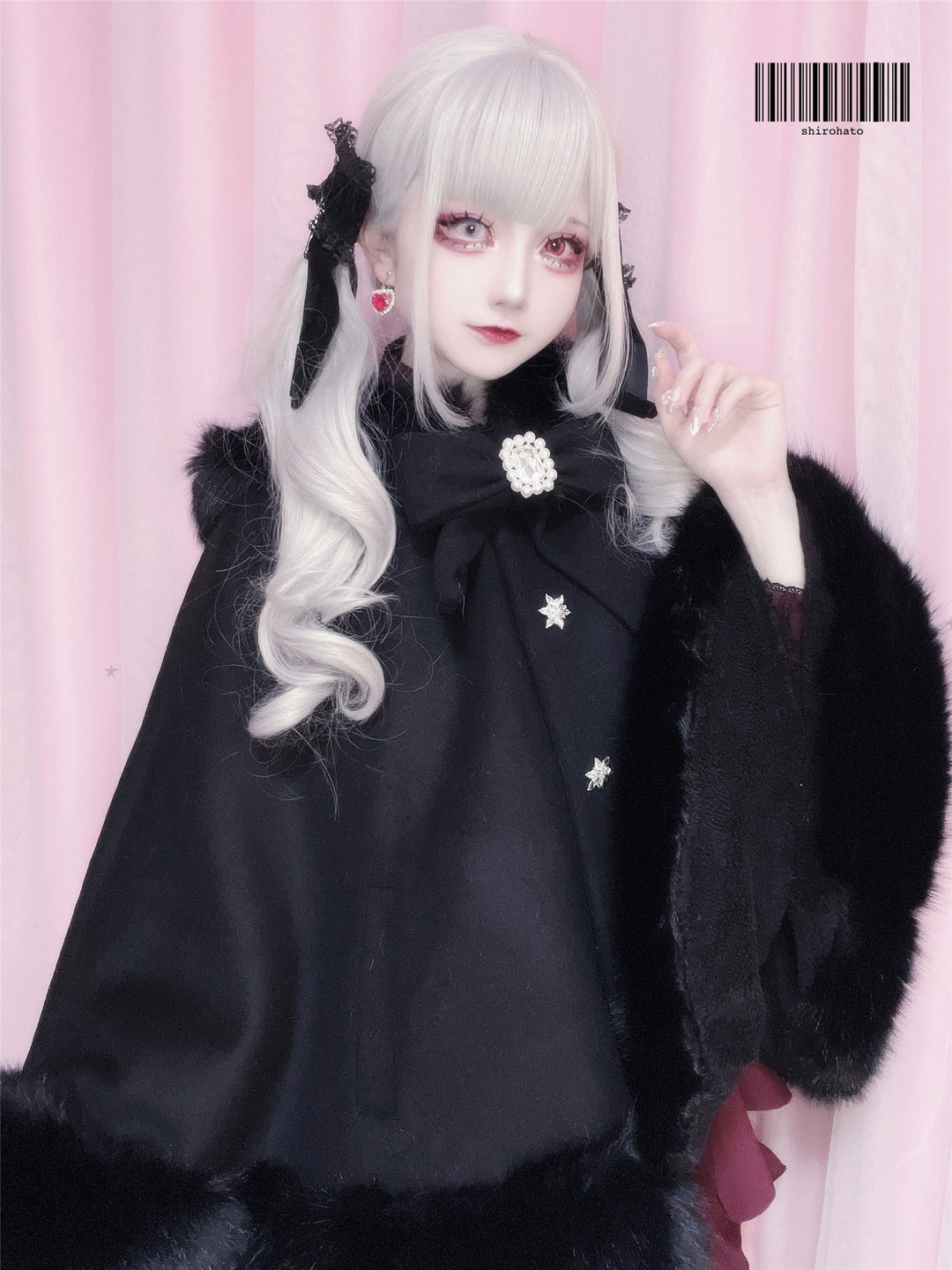 Sleeved Jirai Kei Cape, Cat Ear Hood 44153:802155