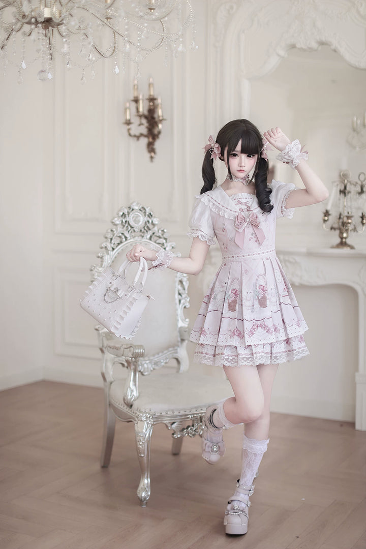 Ryousangata Dress Set, Strawberry & Bunny Print (L M S) 44948:831254