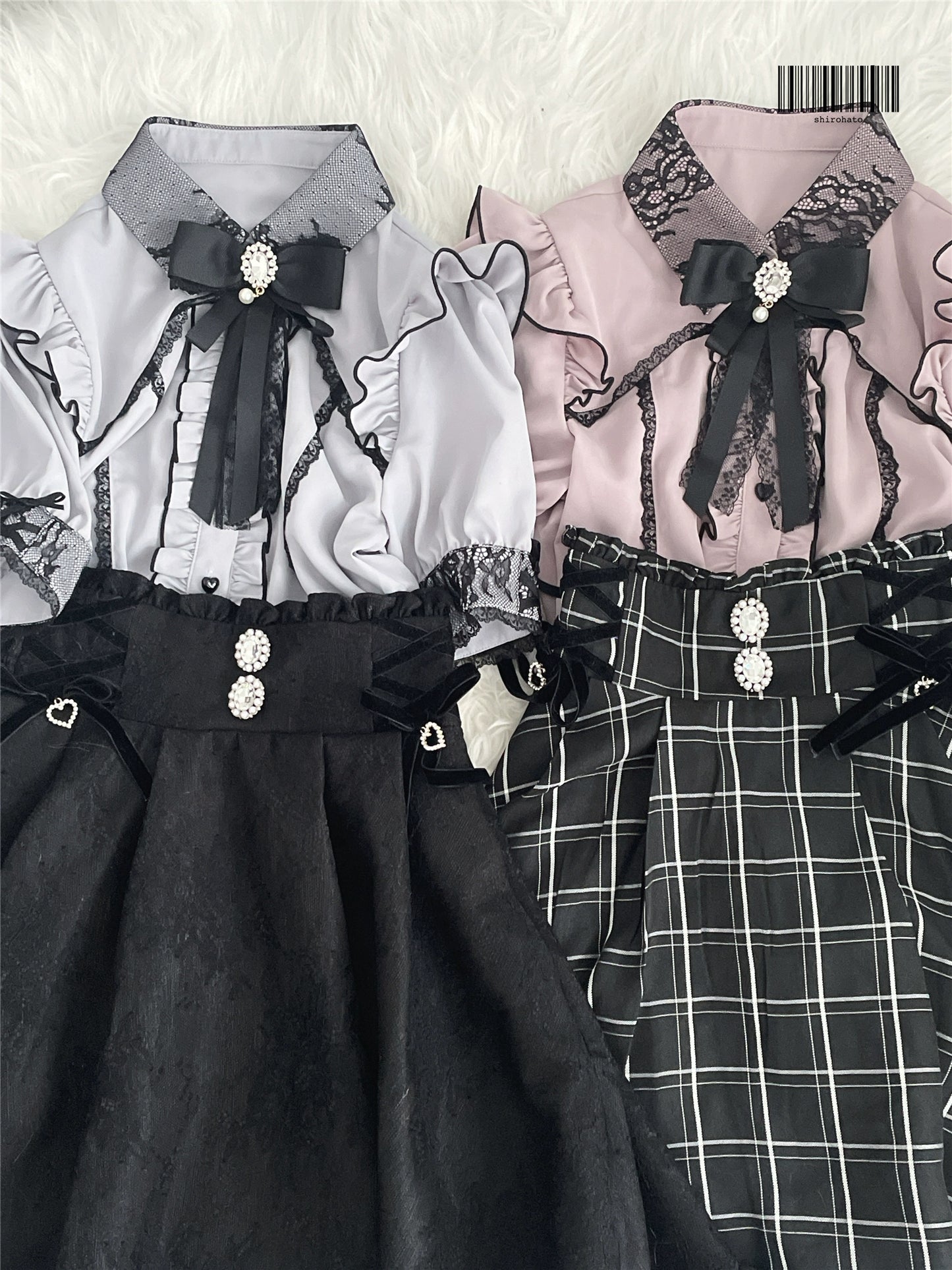 Jirai Kei Blouse Multi-Color Shirt Lace Puff Sleeves TOP 37278:553942