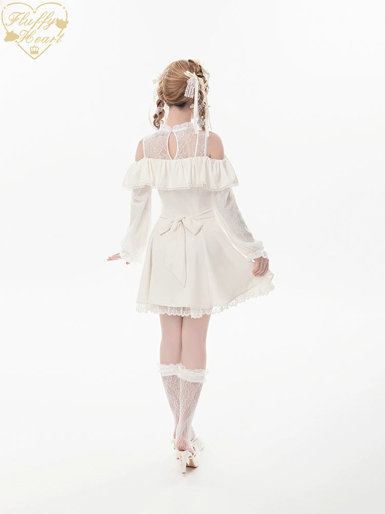 Jirai Kei Dress Set Ryousangata Dress Drop Shoulder Dress 37122:551988