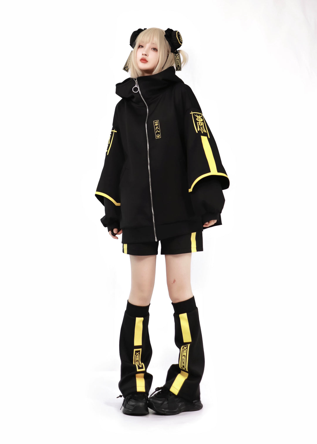 Jirai Kei Coat Black Yellow Plus Size Sports Set Night Glow Edition (L M XL) 29698:358462 (L M XL) 29698:358462