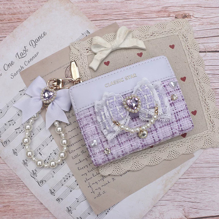 Ryousangata Rhinestone Wallet, Pom-Pom Pendant 45068:839560
