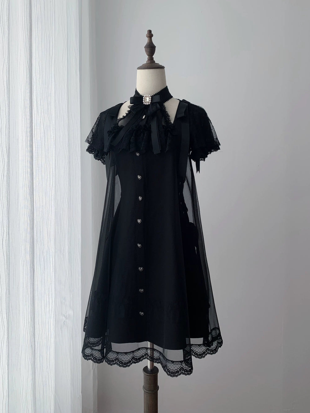 Jirai Kei Halter Neckline Dress, Tulle Overlay (L M S) 45454:855446
