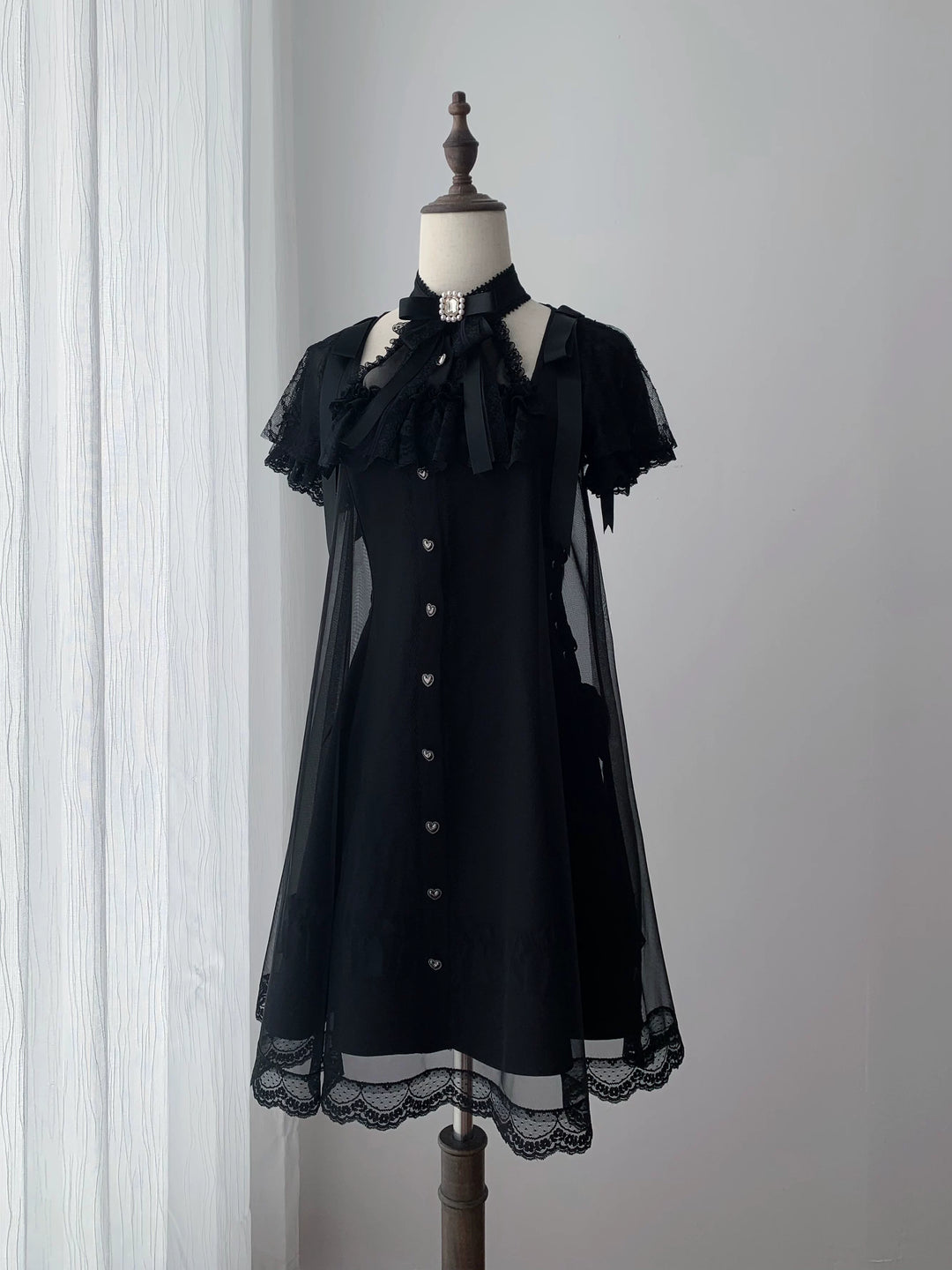 Jirai Kei Halter Neckline Dress, Tulle Overlay (L M S) 45454:855446