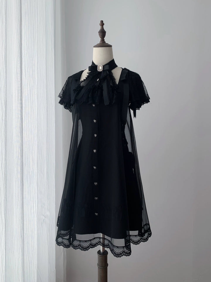 Jirai Kei Halter Neckline Dress, Tulle Overlay (L M S) 45454:855446