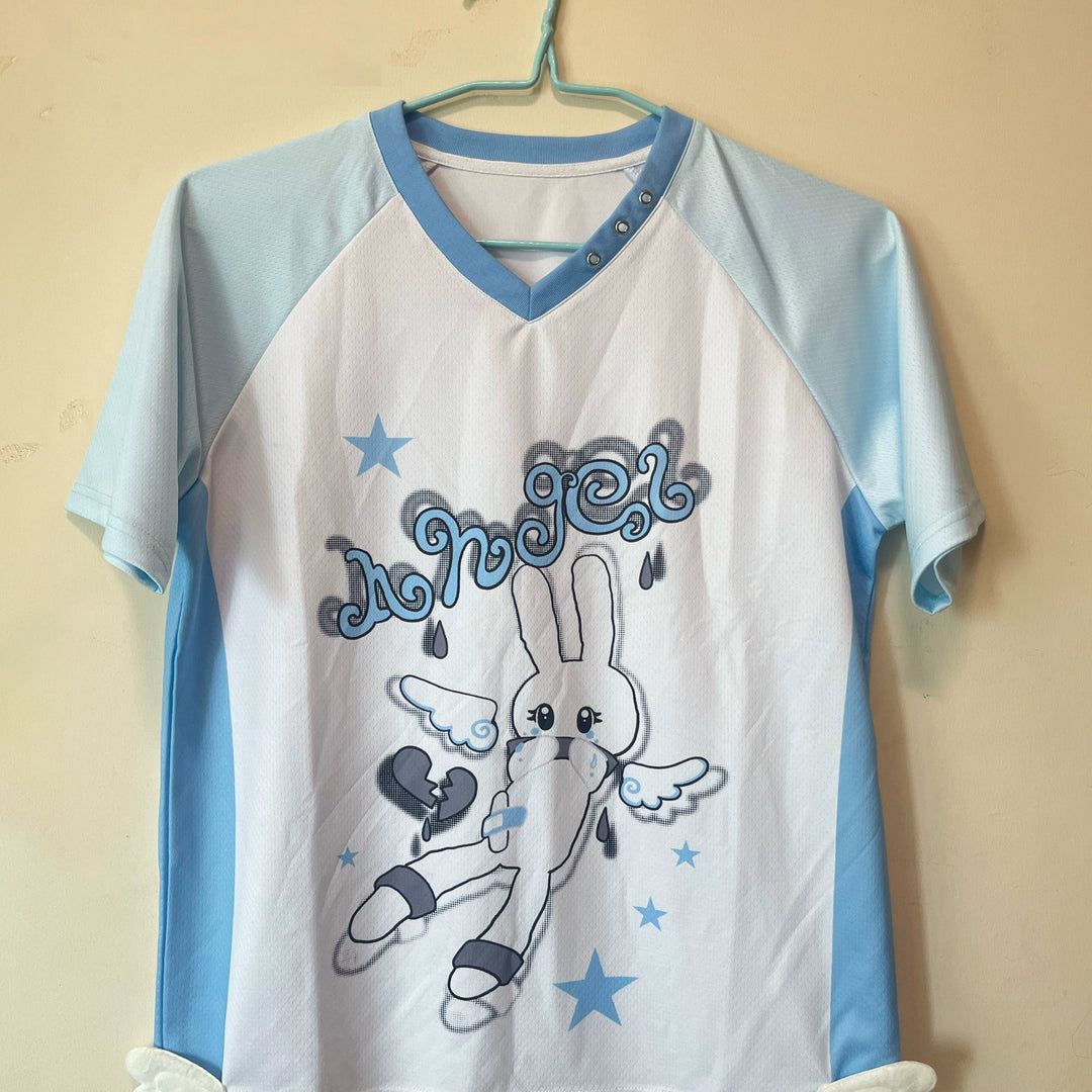 Angel Bunny Tenshi Kaiwai T-shirt, Jersey-Inspired Style (L M) 43506:778618