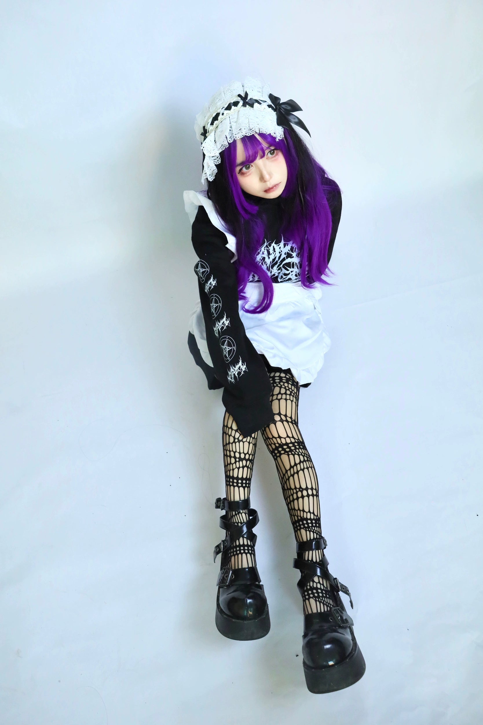 Jirai Kei Hoodie Punk Top Gothic Black and White Sweatshirt 32944:557906