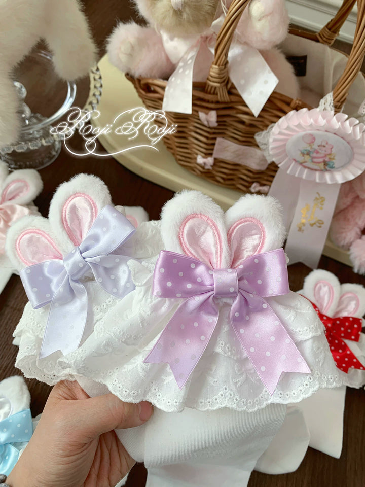 Sweet Lolita Mid-Calf Cotton Socks, Bunny Ears, Polka Dots 44712:819625