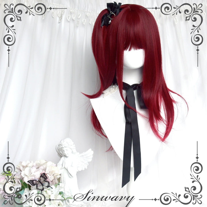 Jirai Kei Wig Gyaru Cherry Red Wig Layered Mid-length Wig 42182:730955