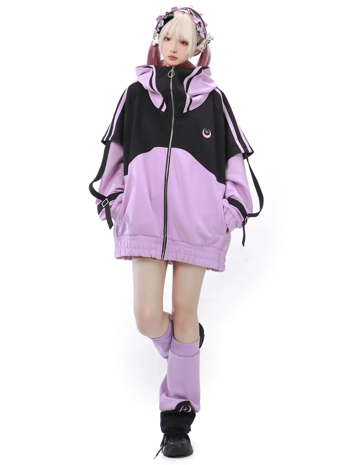 Plus Size Tenshi Kaiwai Coat Loose-fitting Sports Set 29162:357176