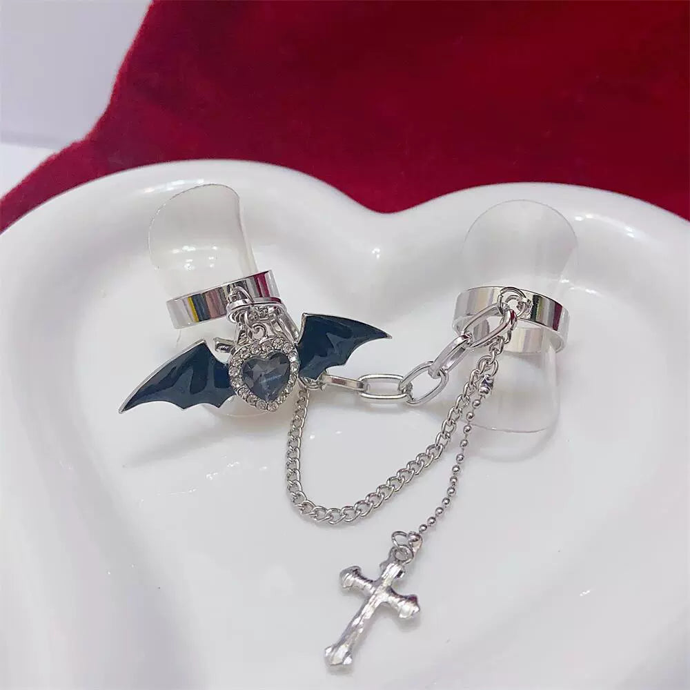 Jirai Kei Rings Earrings Wing Rings Heart-shaped Earrings 35058:484162