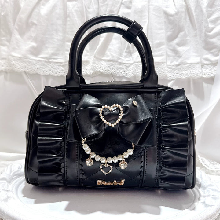 Jirai Kei 2-Way Handbag, Bow-Pearl Side Charm 44558:813632