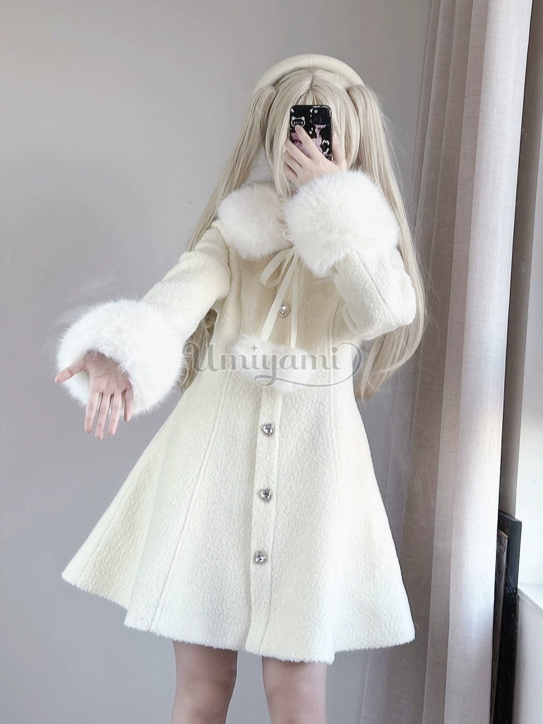 Jirai Kei Coat Long Woolen Jacket Winter Coat 39792:653650