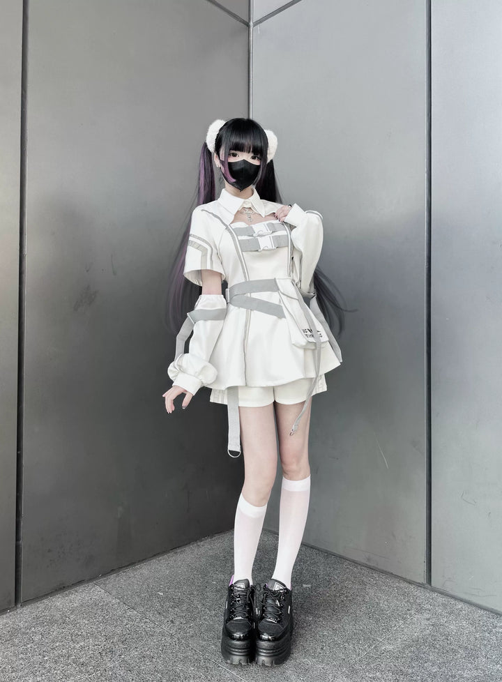 Cyberpunk Reflective Shorts Outfit, Waist Bag 43734:784962