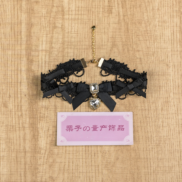 Jirai Kei Lace Choker, Detachable Faux Pearl Necklace 44010:793200