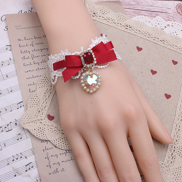 Ryousangata Heart Rhinestones Necklaces and Wrist Pieces 45072:838586