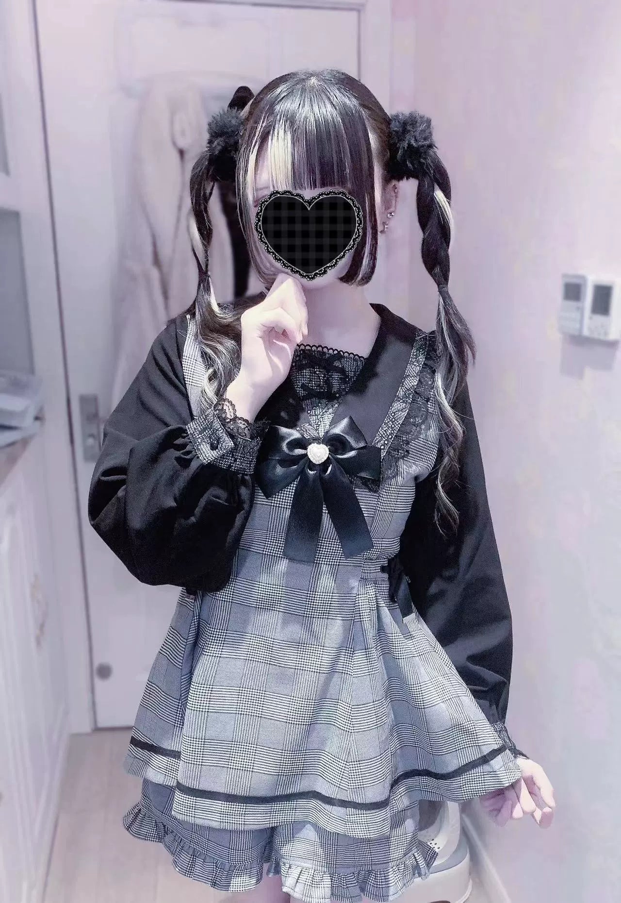 Jirai Kei Dress Set Shirt Collar Lace Dress And Shorts 34378:464172