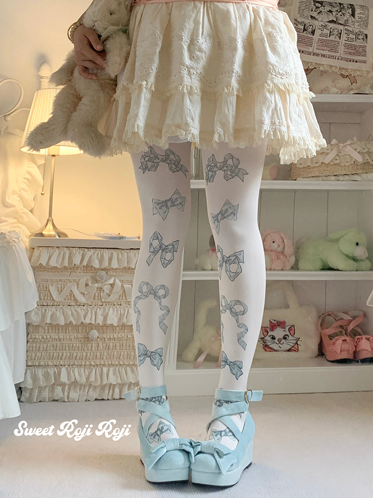 Sweet Lolita Tights Cute Velvet Bow Printed Socks Multicolor 42367:737390