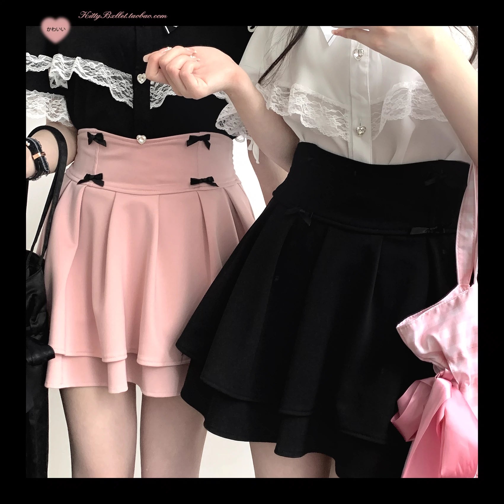 Jirai Kei Skirt Double Layer Puff Skirt with Bow 36770:534646