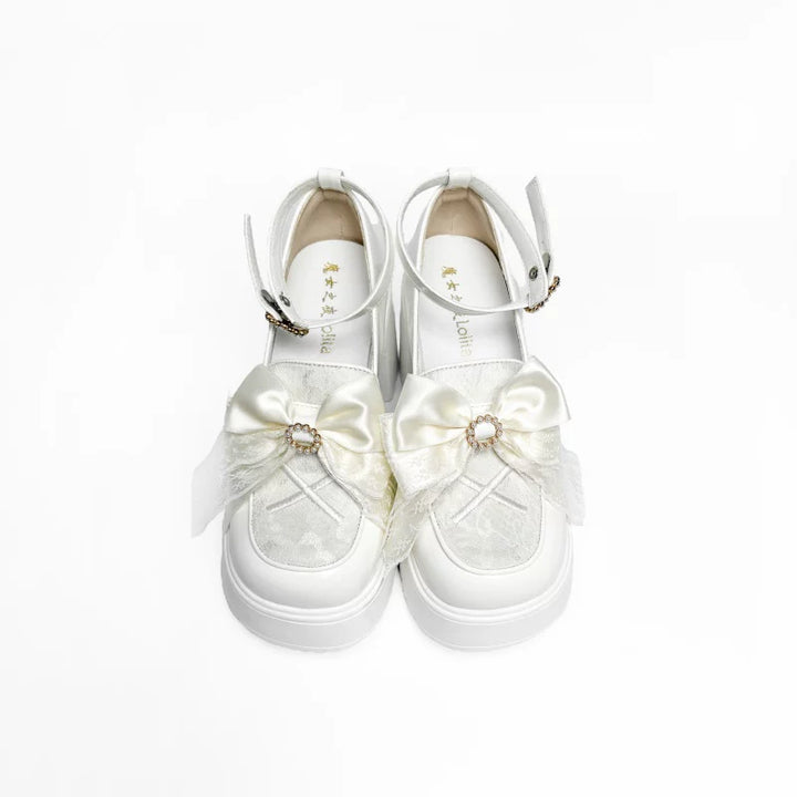 White/Black Jirai Kei Loafer Shoes, High Platform 44889:825999