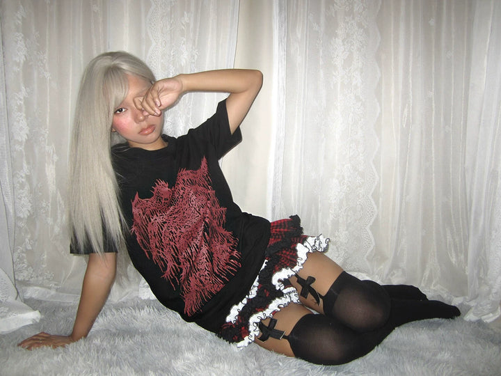 Cotton Subculture Cross Printed T-Shirt, Regular Shoulder 45696:859131