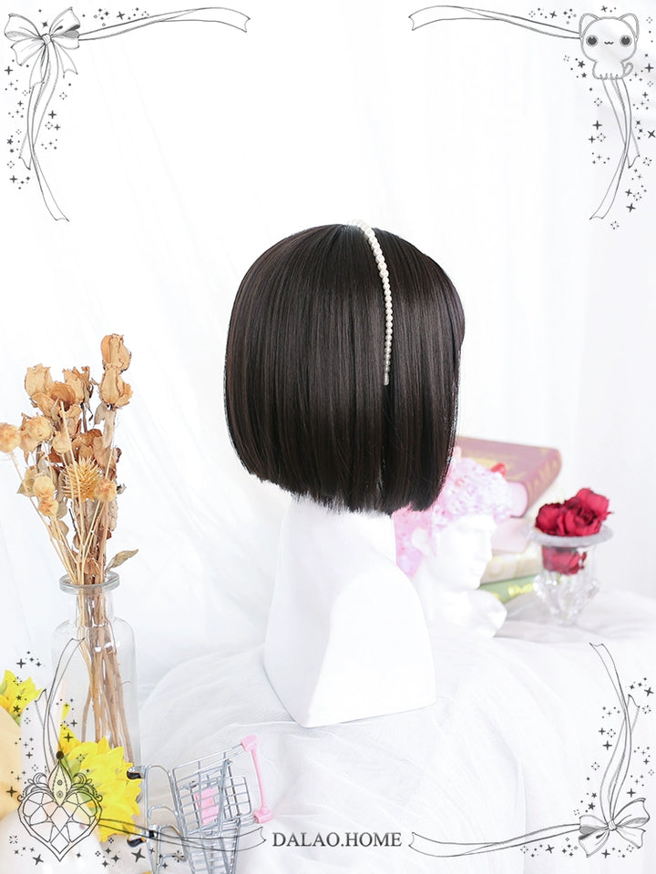 Lolita Wig Black Bob Haircut Short Wig With Bangs 35604:496408 35604:496408