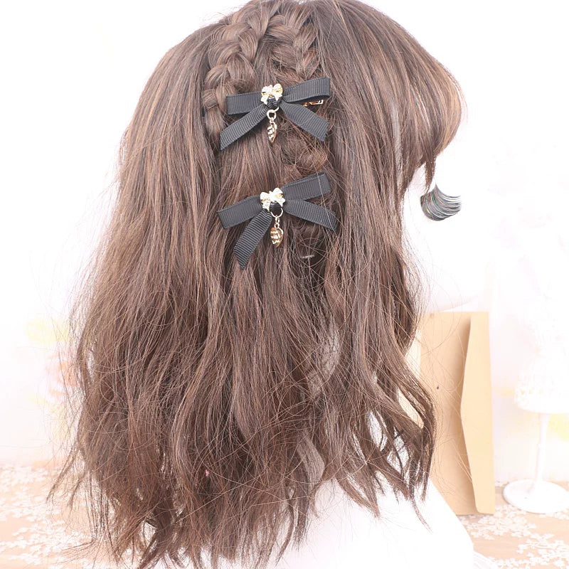 Jirai Kei Hair Clip, Rhinestone Bow & Heart Pendant 45071:834158