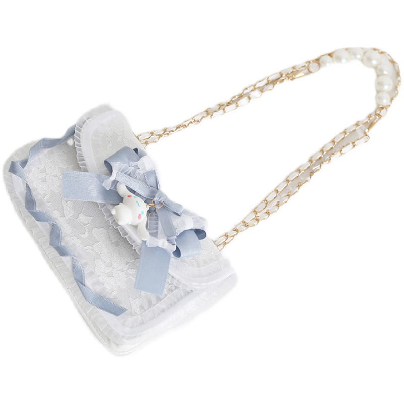 Kawaii Lolita Bag Big Ear Dog Lace Handmade Bag (Blue) 34998:474310 (Blue) 34998:474310