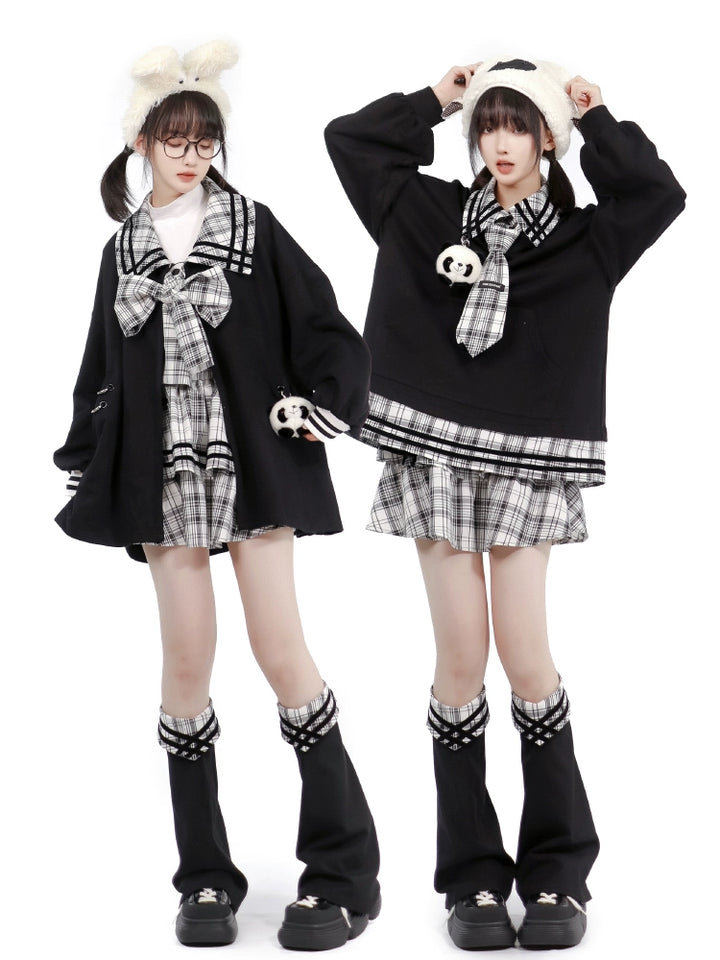 Kawaii Black Jacket Hoodie With Panda Plush Doll 29374:353352 29374:353352