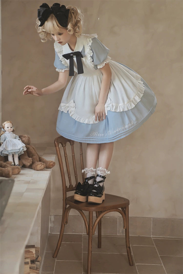 Classic Lolita Dress Short Sleeve Maid-style OP Dress With Apron 36474:562550