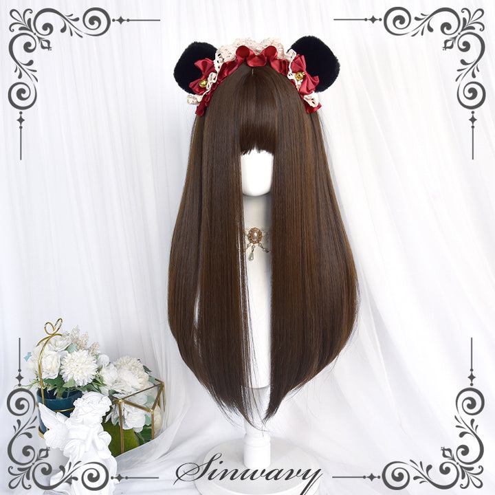 Kawaii Straight Wig with Blunt Bangs Pink Gold Brown 21880:315360