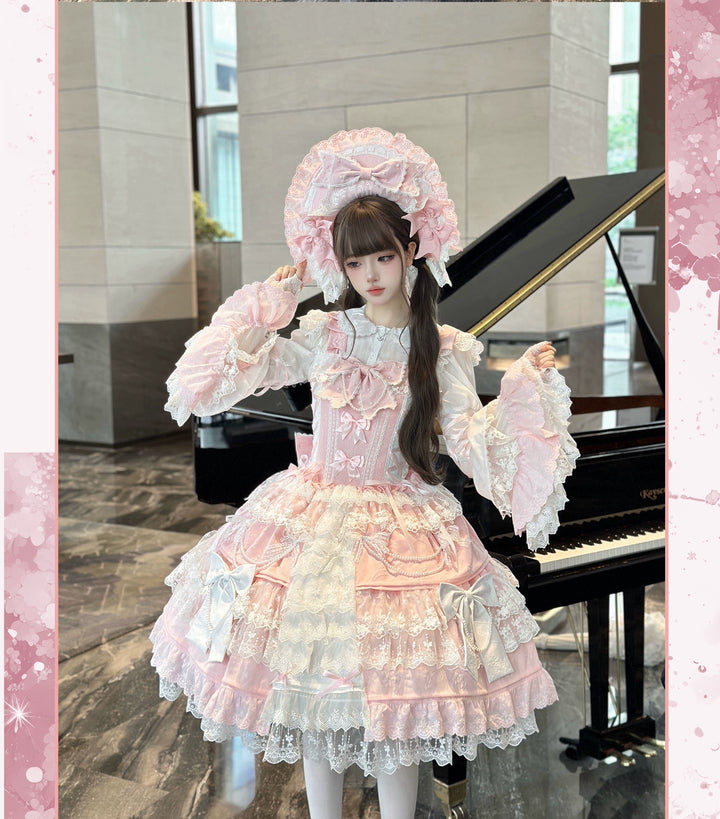 Sweet Lolita Pink JSK Doll-like Dress Princess Sleeve Blouse BNT 41170:697804