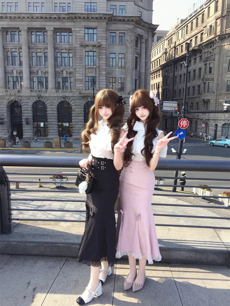 Seiso Kei Mermaid Skirt Set, Open Shoulder Blouse 45577:856012