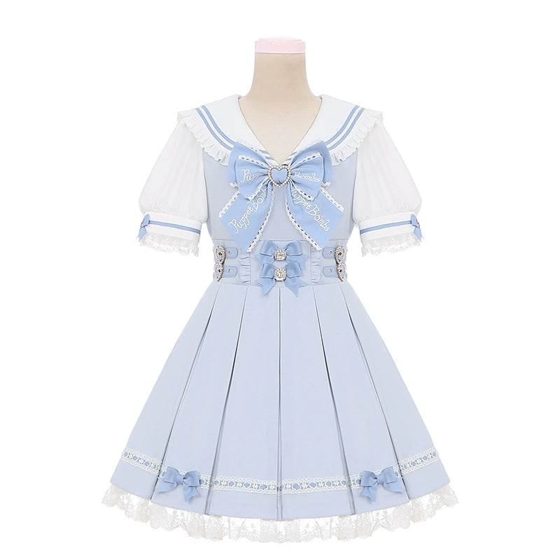 Sailor Collar Jirai Kei Dress With Detachable Bow (L M S) 42978:760020