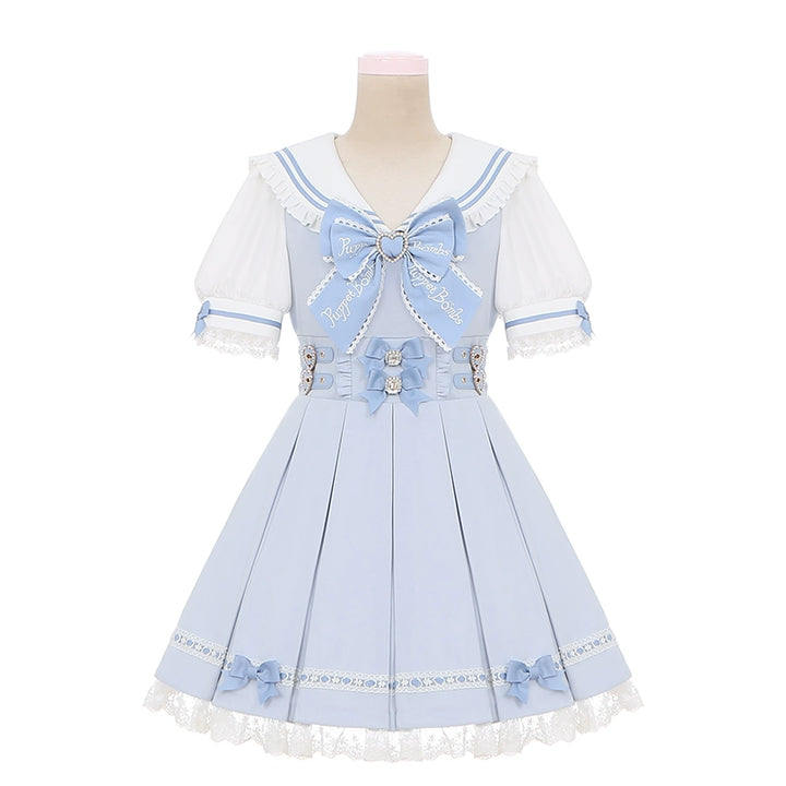 Sailor Collar Jirai Kei Dress With Detachable Bow (L M S) 42978:760020