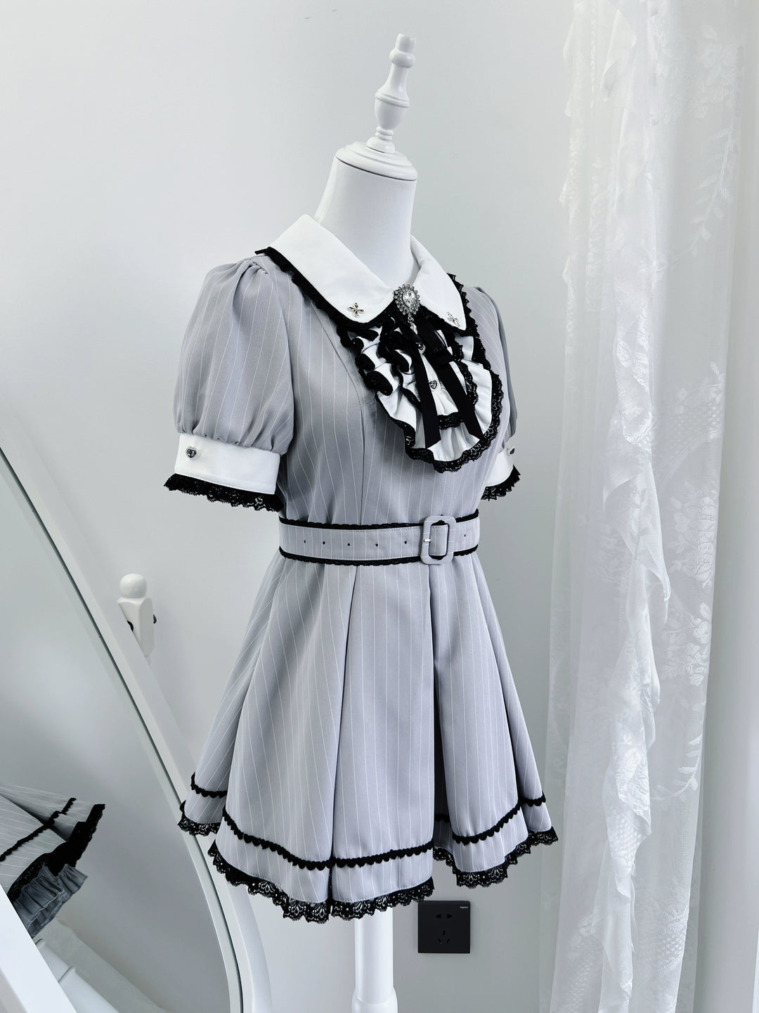 Maid Style Jirai Kei Dress Set, Pocketed Shorts + Apron 43439:778391