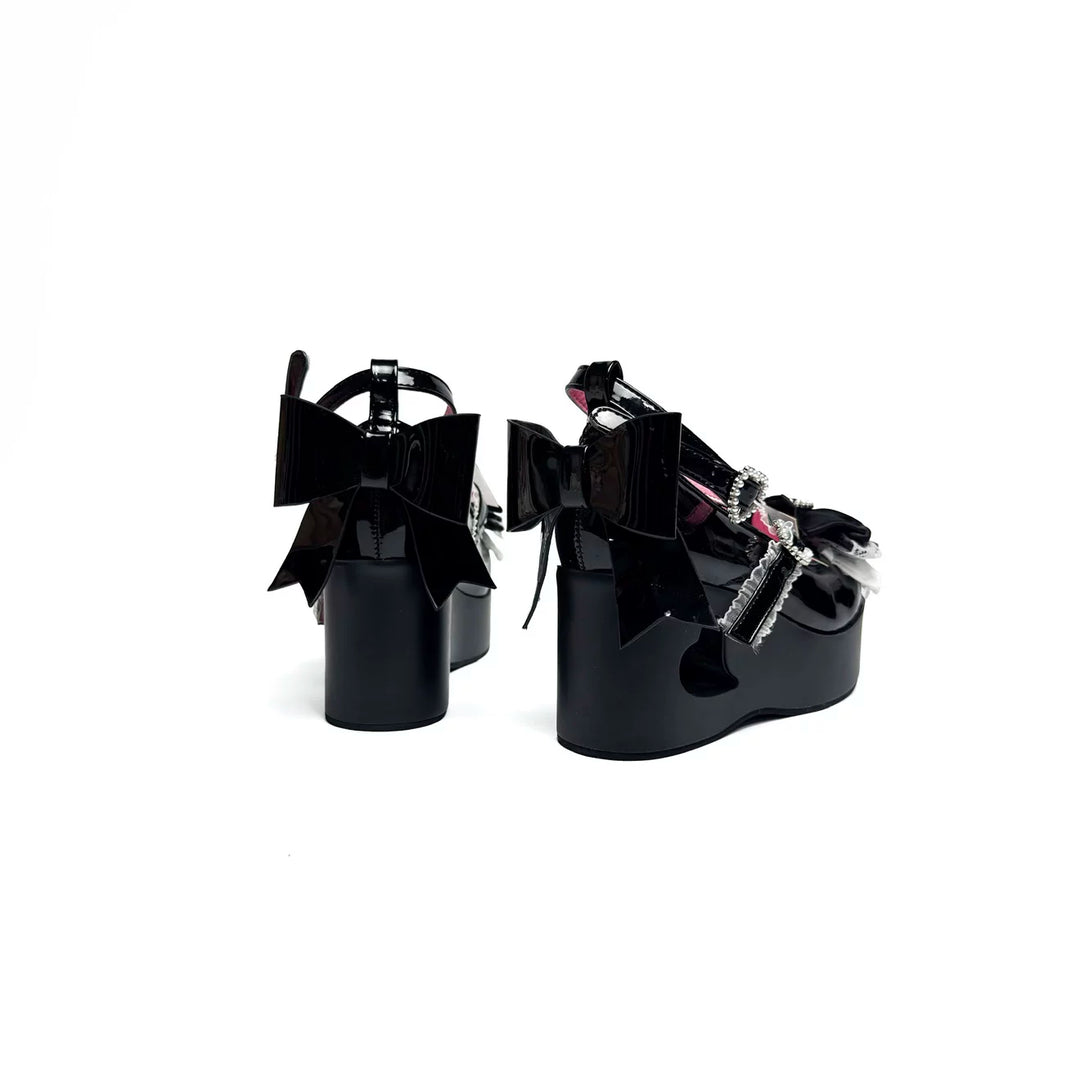 Old School Lolita High Platform Shoes, Heart Hollow Heel 44559:813897