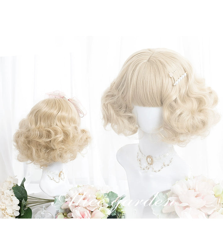 Lolita Wig Curly Wig Pale Yellow Daily Wig 31724:497012 31724:497012