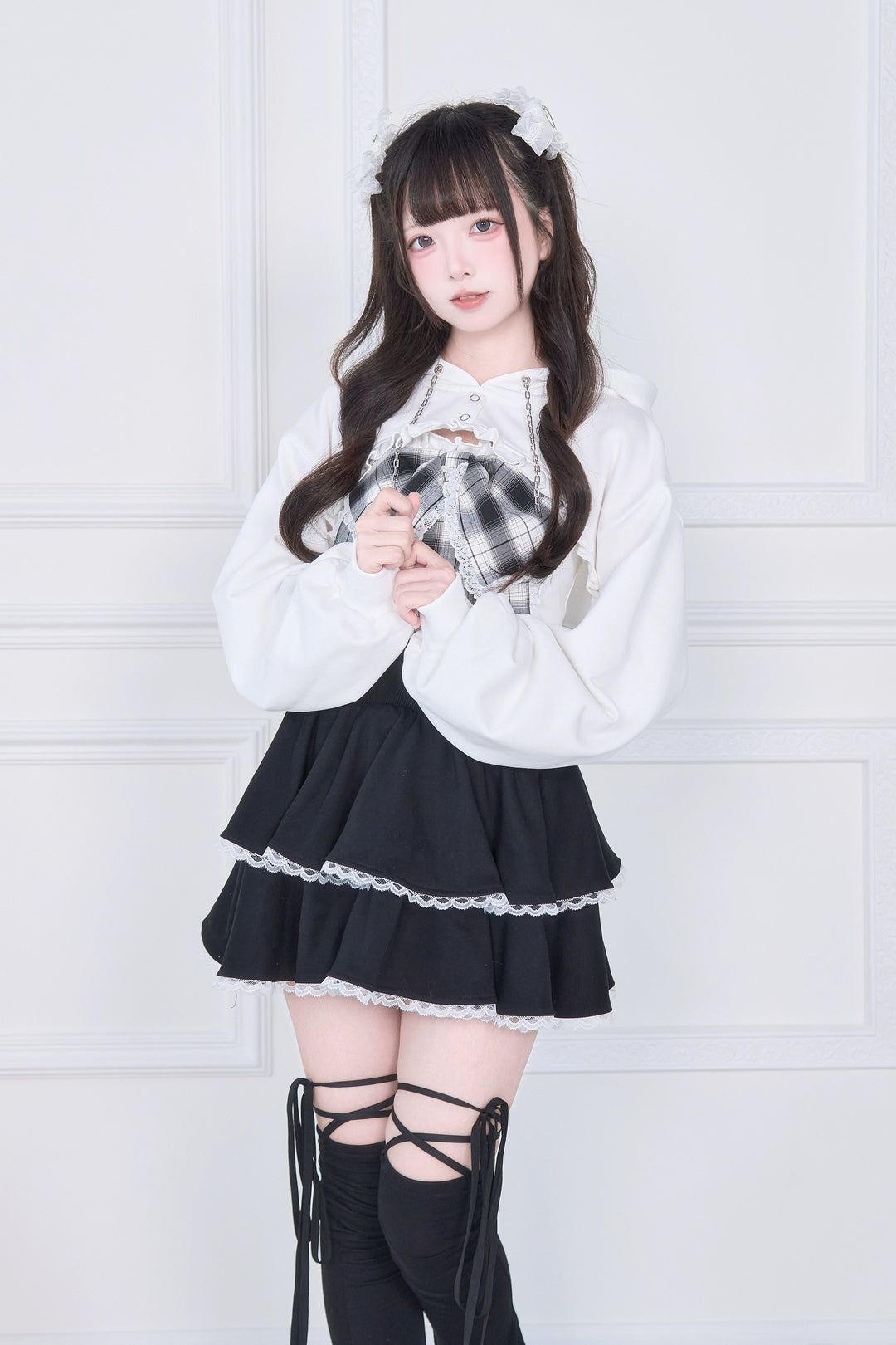 Jirai Kei Hooded Bolero, Camisole With Large Bow (M S) 44118:796655