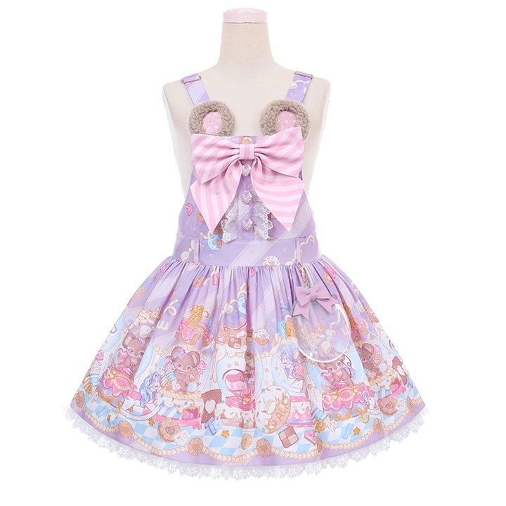 Fairy Kei Pink/ Blue Purple Yellow Coffee Lolita Dress (M S) 31732:365848 (M S) 31732:365848