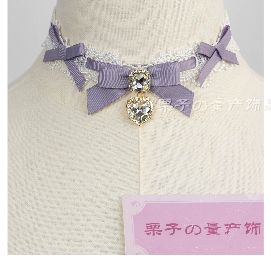 Jirai Kei Lace Choker, Detachable Faux Pearl Necklace 44010:793224