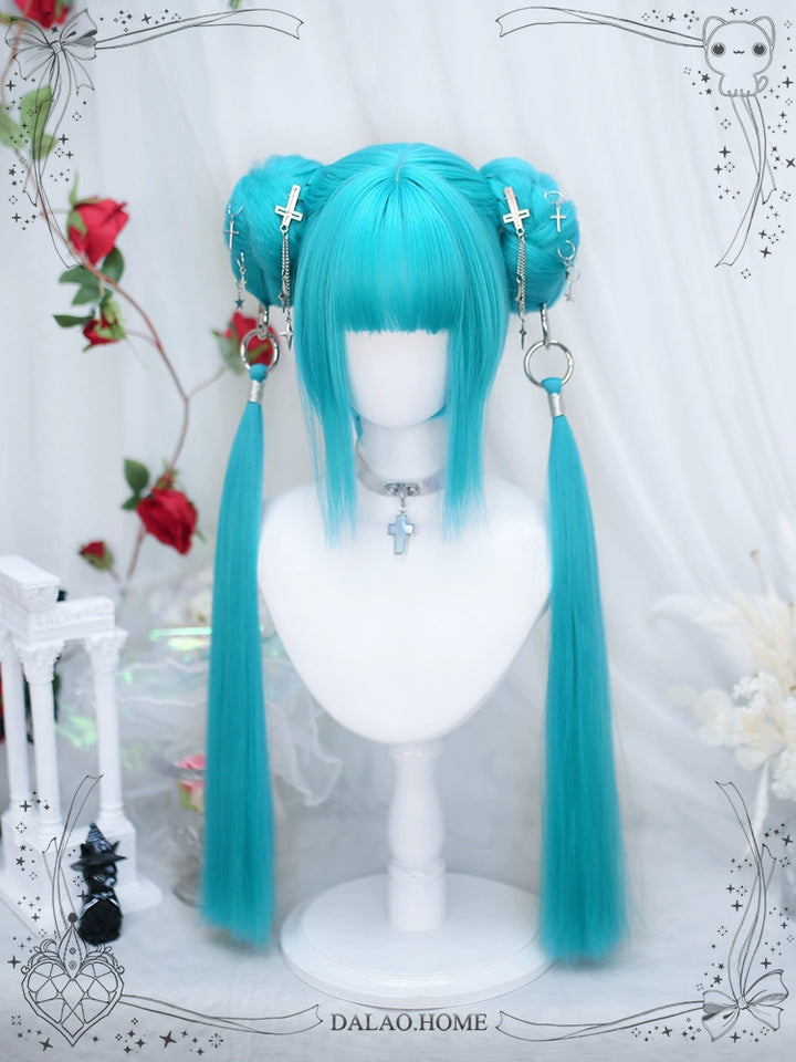 Lolita Wig Anime Wig Short Straight Hairpiece With Natural Ponytail 35882:505864